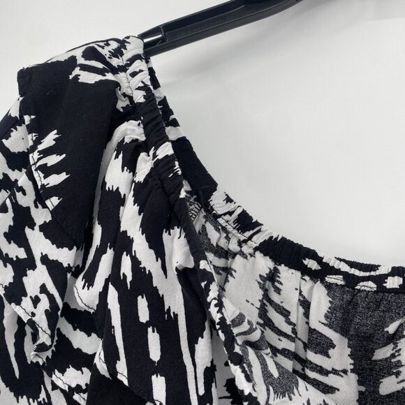 Sam Jess Women's Size Small Black Floral Off The Shoulder Tiered Ruffle Blouse - Picture 10 of 10